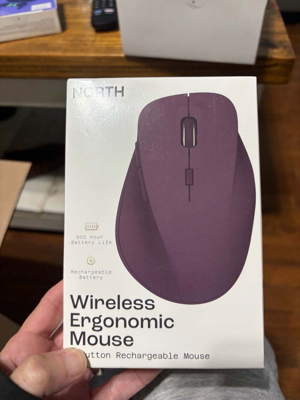 North Wireless Ergonomic 6 Button Mouse Plum Purple